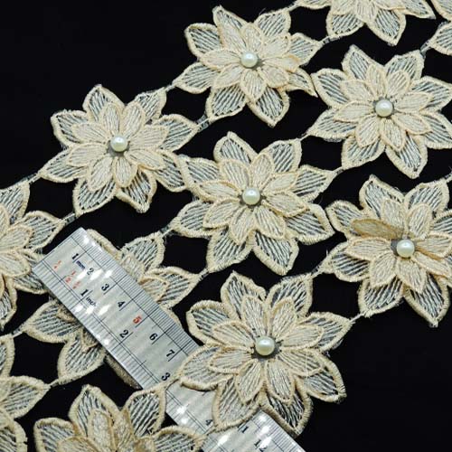 مشکی نوار گیپور گل برجسته مرواریدی خرید و قیمت رنگ5