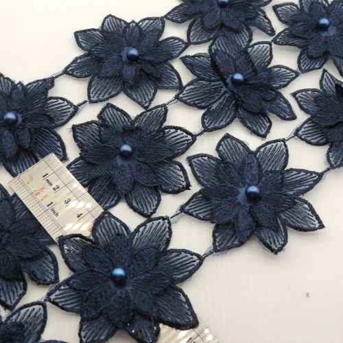 مشکی نوار گیپور گل برجسته مرواریدی خرید و قیمت رنگ1