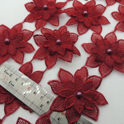 مشکی نوار گیپور گل برجسته مرواریدی خرید و قیمت رنگ4