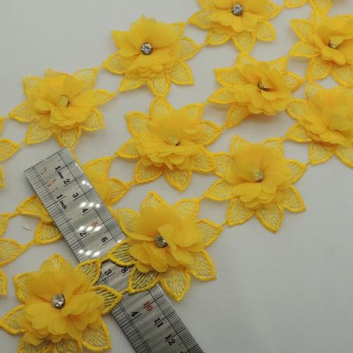 مشکی نوار گل پارچه‌ای مروارید گیپور خرید و قیمت رنگ1