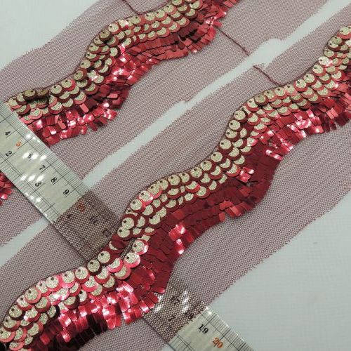 صورتی تور پولکی ریز اکلیلی موج دار خرید و قیمت رنگ1