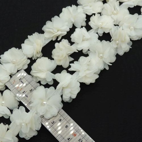 سفید نوار گل متری حریر مروارید کوچک خرید و قیمت رنگ2