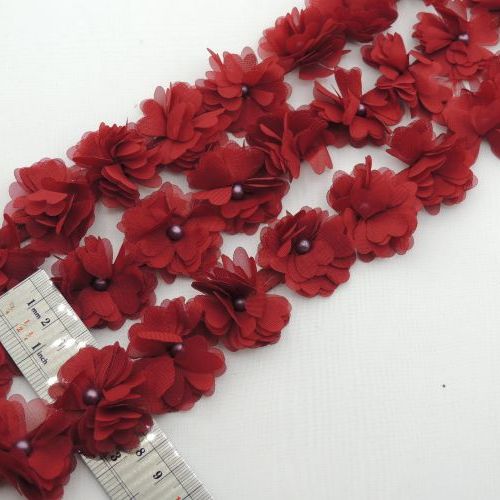 سفید نوار گل متری حریر مروارید کوچک خرید و قیمت رنگ3