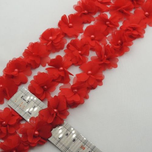 سفید نوار گل متری حریر مروارید کوچک خرید و قیمت رنگ6