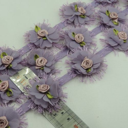 بادمجانی نوار گل متری مدل مژه و شکوفه خرید و قیمت رنگ2