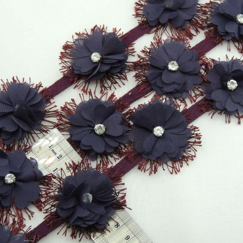 کاربنی نوار گل تزئینی و نگین لباس خرید و قیمت رنگ2