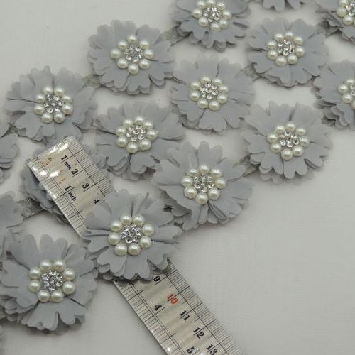 یاسی نوار گل متری نگین و مروارید خرید و قیمت رنگ8