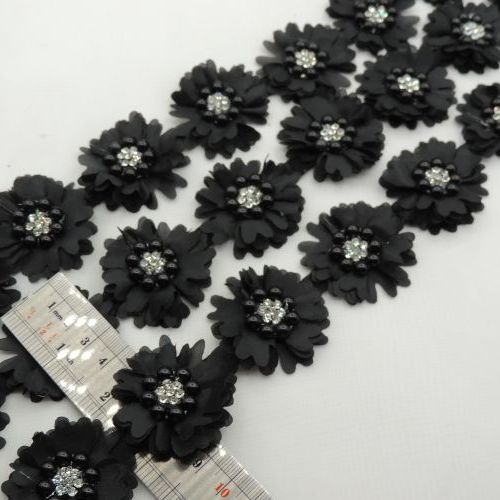 یاسی نوار گل متری نگین و مروارید خرید و قیمت رنگ4