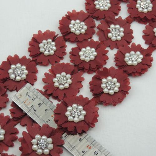 یاسی نوار گل متری نگین و مروارید خرید و قیمت رنگ9