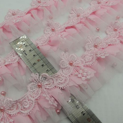 مشکی تور پلیسه گیپوری دو ردیف مروارید خرید و قیمت رنگ1