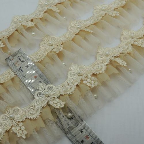 مشکی تور پلیسه گیپوری دو ردیف مروارید خرید و قیمت رنگ3