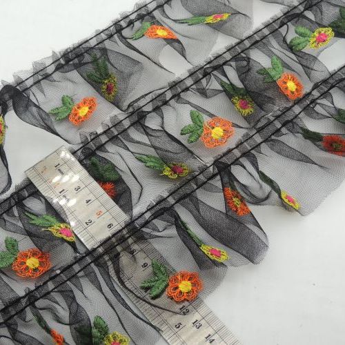 تور پلیسه 5سانتی گل رنگی