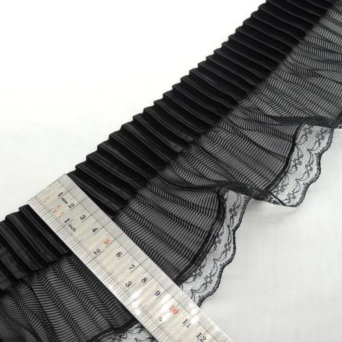 تصویر تور پلیسه ساتن لبه دانتل