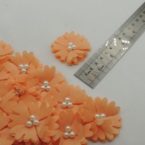 خردلی روشن گل پارچه‌ای برجسته حریری مرواریدی خرید و قیمت رنگ1