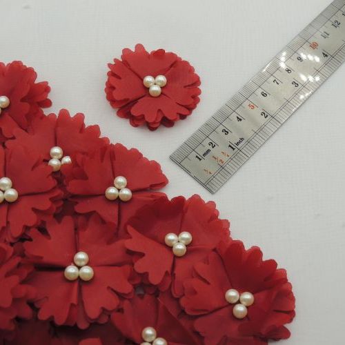 خردلی روشن گل پارچه‌ای برجسته حریری مرواریدی خرید و قیمت رنگ3