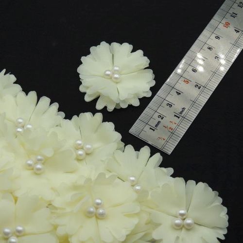 خردلی روشن گل پارچه‌ای برجسته حریری مرواریدی خرید و قیمت رنگ14