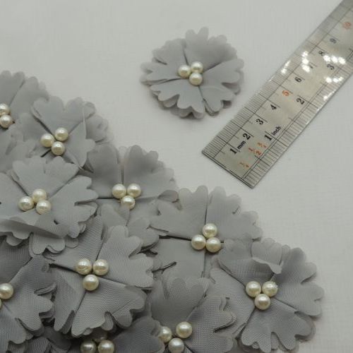 خردلی روشن گل پارچه‌ای برجسته حریری مرواریدی خرید و قیمت رنگ6