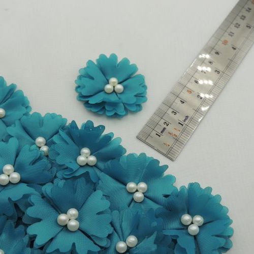 خردلی روشن گل پارچه‌ای برجسته حریری مرواریدی خرید و قیمت رنگ7