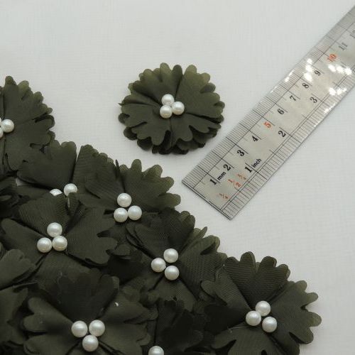 خردلی روشن گل پارچه‌ای برجسته حریری مرواریدی خرید و قیمت رنگ8