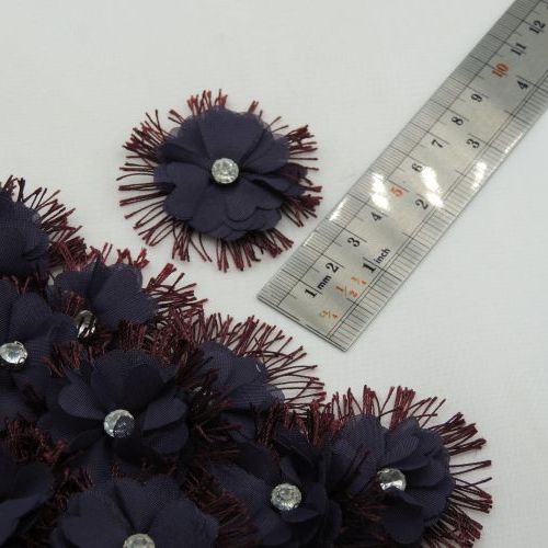 کاربنی گل تزئینی لباس مدل مژه نگینی خرید و قیمت رنگ3