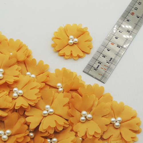 محصولات جدید خرازی مرجان گل پارچه‌ای برجسته حریری مرواریدی