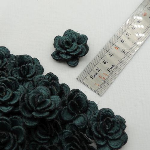 سبز آّبی روشن گل پارچه‌ای برجسته رز گلدوزی خرید و قیمت رنگ4