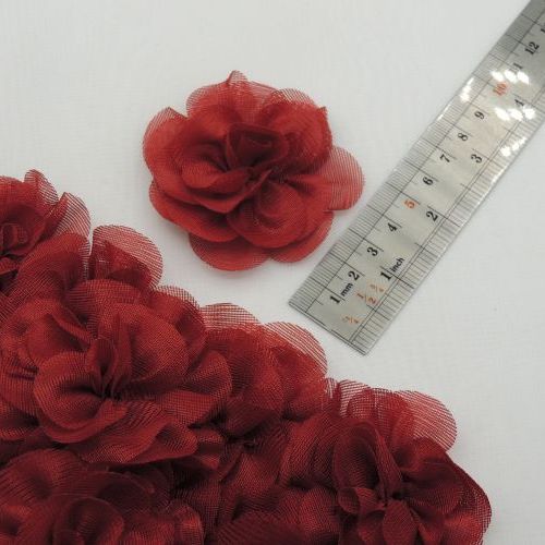 طوسی گل پارچه‌ای برجسته رز توری بزرگ خرید و قیمت رنگ17