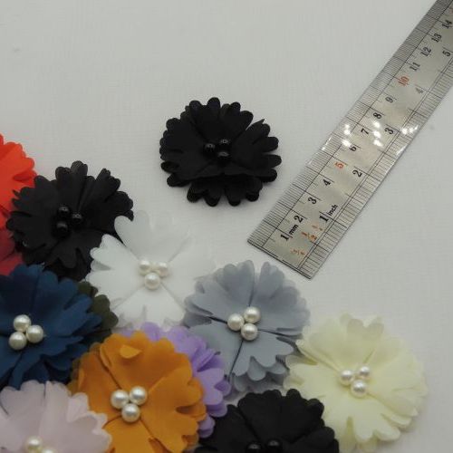 خردلی روشن گل پارچه‌ای برجسته حریری مرواریدی خرید و قیمت رنگ10