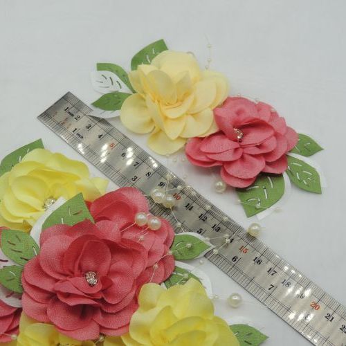 قرمز گل پارچه‌ای برجسته جفتی خرید و قیمت رنگ2